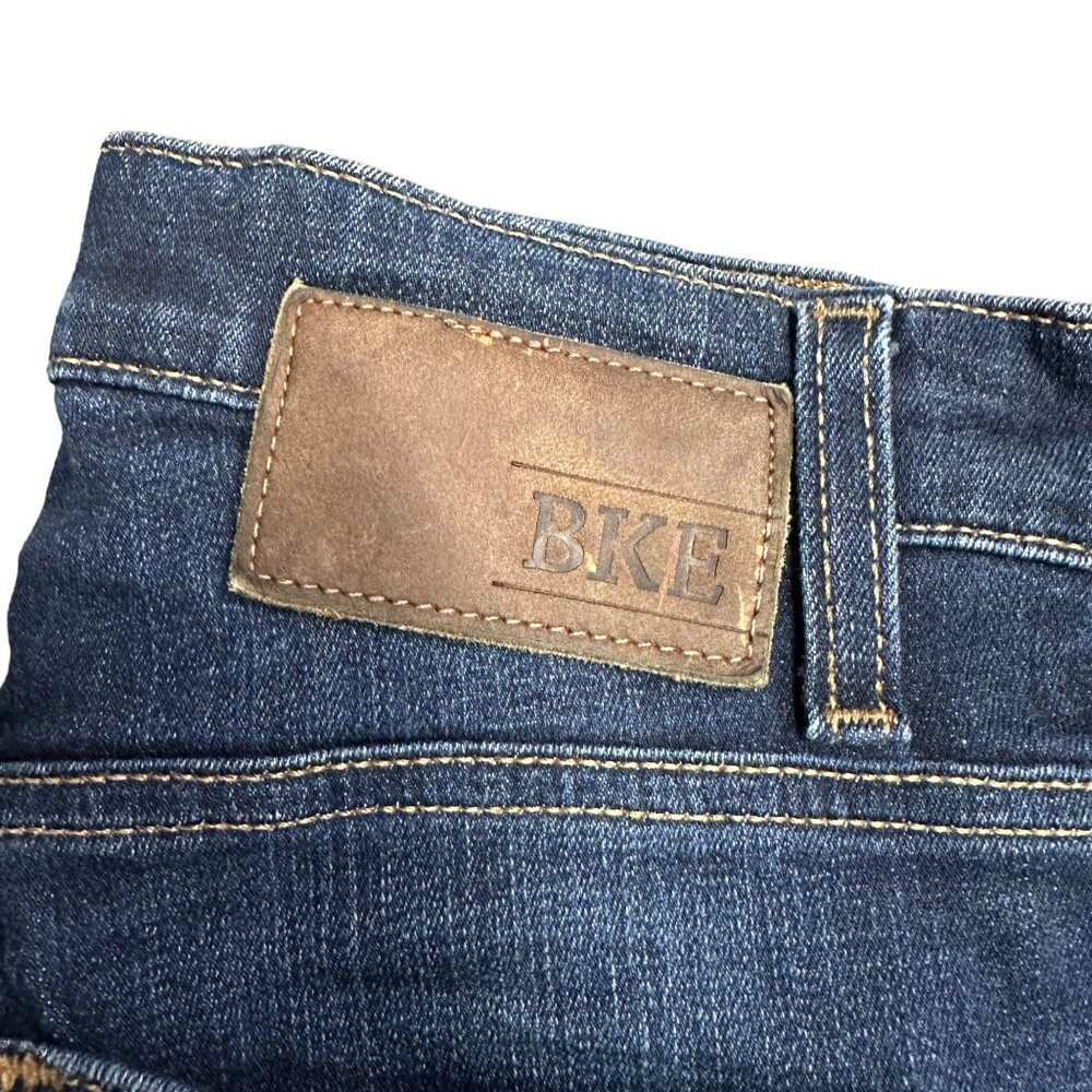 BKE Aiden Mens 27S Bootleg Jeans Dark Wash Denim Whiskered 30" Inseam Mid Rise - Picture 14 of 16